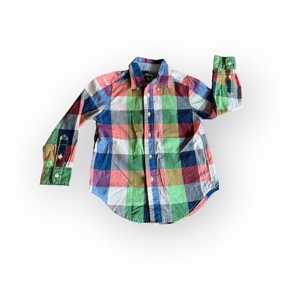 Chaps Boys Bright Plaid Button Down Shirt - Picture 1 of 3